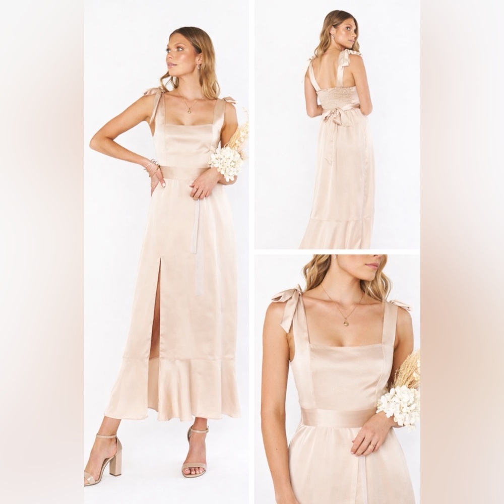 Claire Midi Dress ~ Champagne Luxe Satin SHOW ME YOUR MUMU